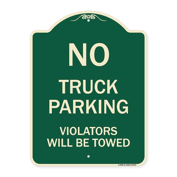 Signmission Parking Restriction No Truck Parking Violators Towed Heavy-Gauge Alum Sign, 24" x 18", G-1824-23370 A-DES-G-1824-23370 - main